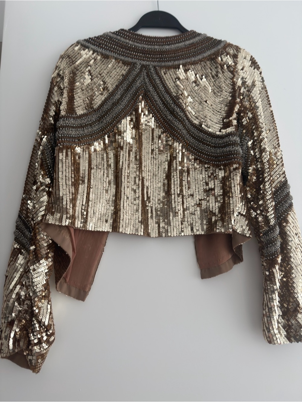 Free People Gold Sequin embellished vintage Jacket size m - Picture 14 of 16